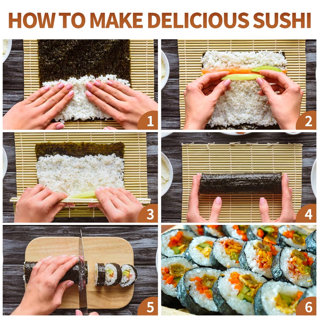 다양한 스타일의 대나무 스시 매트, 바주카포 젓가락,  - Sushi Making Kit 리뷰 및 가격