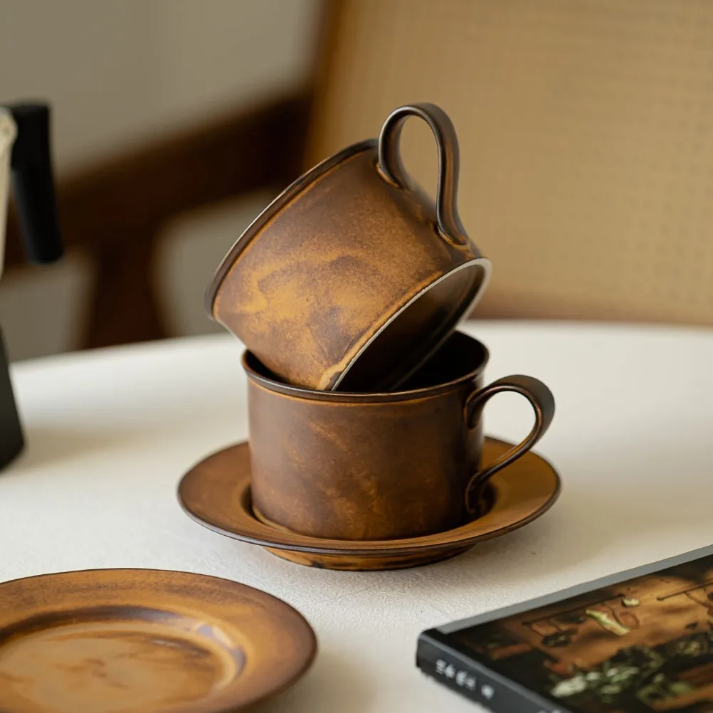 일본풍 레트로 커피잔과 접시 세트, 대용량 250ml, - Japanese Pottery 리뷰 및 가격